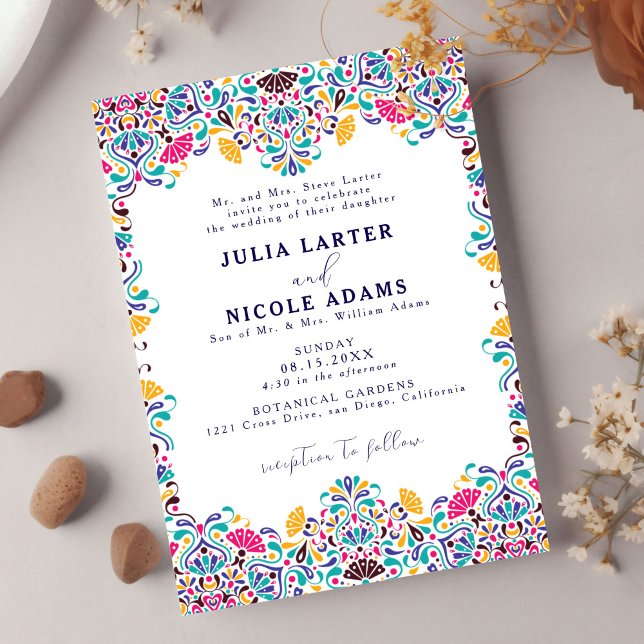 Invitación Boda gráfico arcoiris de Fiesta mexicana vibrante (Subido por el creador)