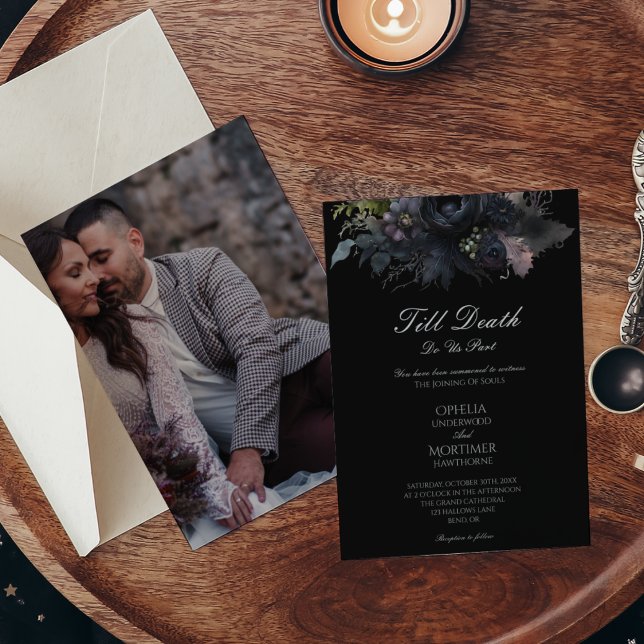 Invitación Boda gráfico formal gótico oscuro hasta la muerte (Subido por el creador)