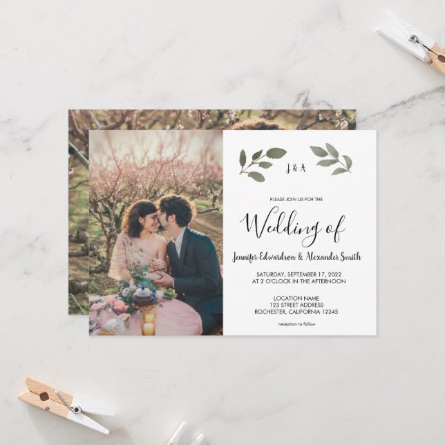 Invitación Boda gráfico monogramado botánico ruso (Anverso/Reverso In Situ)