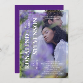 Invitación Boda gráfico violeta de carácter minimalista