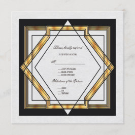 Invitación Boda Gran Gatsby Oro Blanco Art Deco