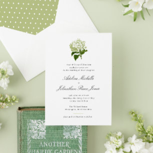Invitación Boda Grandmillennial de Hortensia Blanca