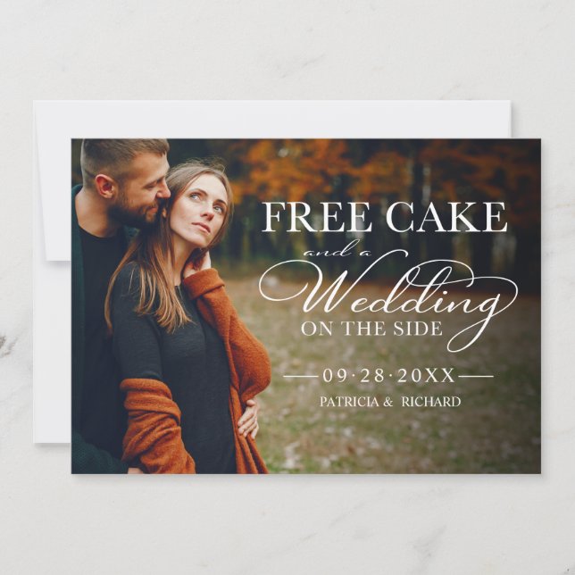 Invitación Boda Gratuita De Pastel, Salve La Fecha Foto Compl (Anverso)