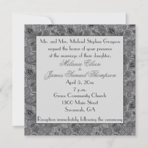 Invitación Boda Gray and Black Paisley