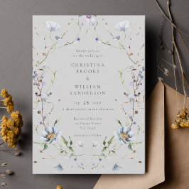 Invitación Boda Gray Elegant Winter Wildflowers