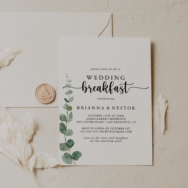 Invitación Boda Green Delight Eucalyptus Desayuno (Subido por el creador)