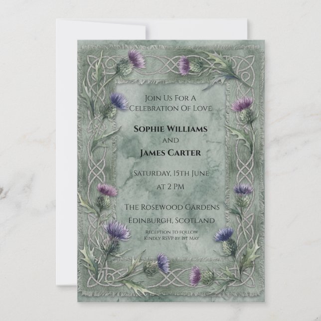 Invitación Boda Green Thistle (Anverso)