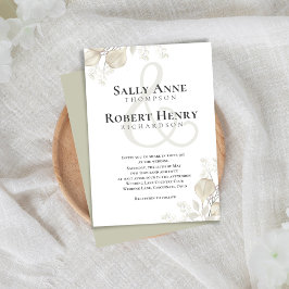 Invitación Boda Greenery Calligraphy Script Ampersand