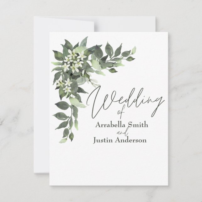 Invitación Boda Greenery Eucalyptus Bouquet Watercolor (Anverso)