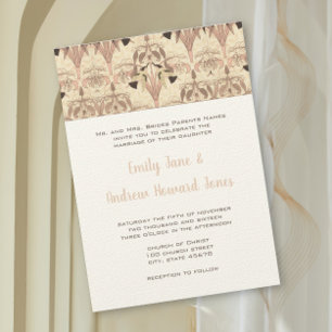Invitación Boda griega Colibrí Rosa Art Déco