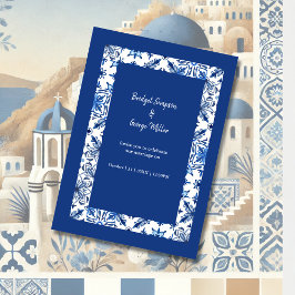 Invitación Boda griego azul de Santorini