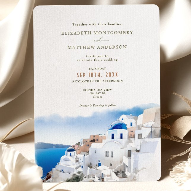 Invitación Boda griego de la isla Santorini de Oia Village (Subido por el creador)