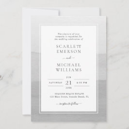 Invitación Boda gris acuarela moderna