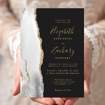 Boda Gris Ágata Moderno Blanco Dorado Oscuro
