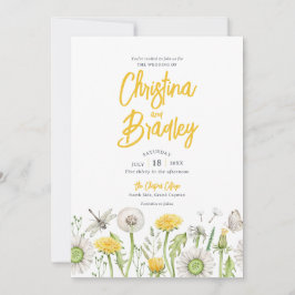 Invitación Boda gris amarillo del jardín de flores silvestres