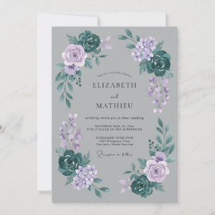Invitación Boda Gris Atmosférico de Invierno