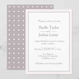 Invitación Boda gris blanco rosado minimalista clásico