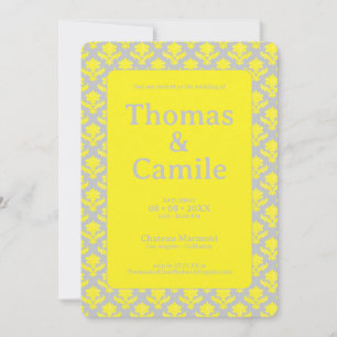 Invitación Boda gris claro amarillo claro de tapiz francés