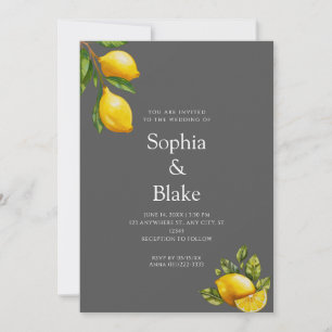 Invitación Boda Gris de cítricos limón con temática de primav