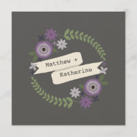 Boda gris de la guirnalda floral púrpura