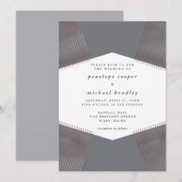 Invitación Boda gris de líneas geométricas modernas