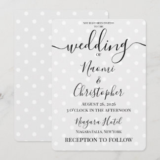 Invitación Boda Gris de Lunares Retro Personalizados