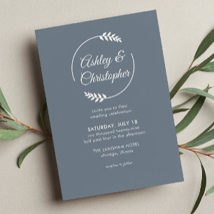 Invitación Boda Gris de pizarra del marco del follaje moderno
