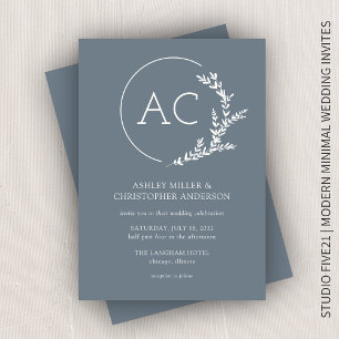 Invitación Boda Gris de pizarra del marco del follaje moderno