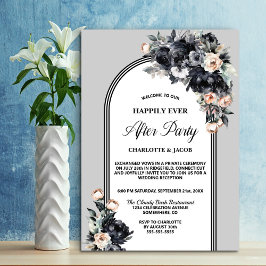 Invitación Boda gris del arco floral negro después del Fiesta
