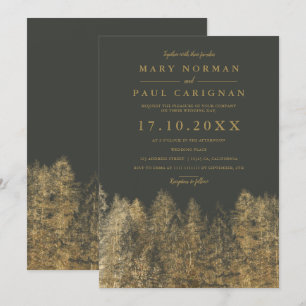 Invitación Boda gris del bosque de los árboles de pino del