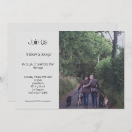 Invitación Boda gris del código QR para LGBGQ gay minimalista