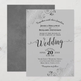 Invitación Boda gris elegante de colores plateados