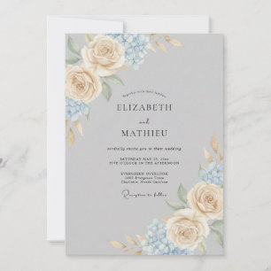Invitación Boda Gris Elegante de Primavera