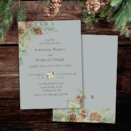 Invitación Boda Gris Elegante De Verdor De Invierno