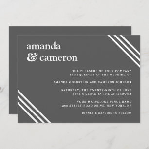 Invitación Boda gris elegante y simple