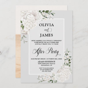 Invitación Boda Gris Floral Blanco Después Del Fiesta