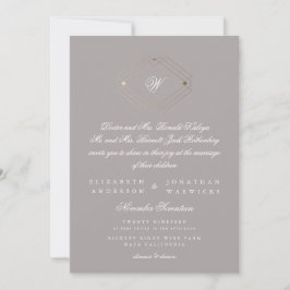 Invitación Boda Gris Gris Geométrico Gris de Oro Moderno Simp
