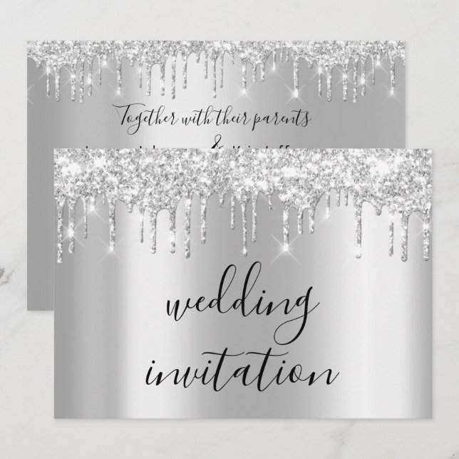 Invitación Boda Gris Gris Gris Gris Black Spark (Anverso / Reverso)