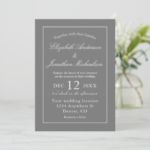 Invitación Boda gris Minimalista clásico