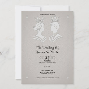 Invitación Boda Gris Moderna del Rey y la Reina Royal