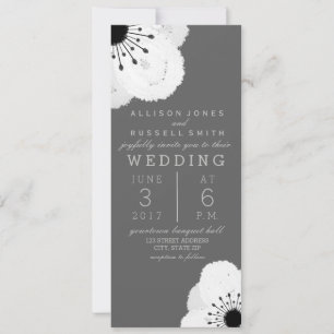 Invitación Boda gris moderno y anémón blanco
