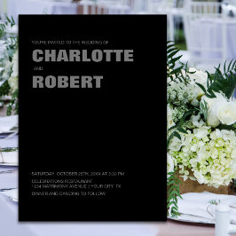 Invitación Boda gris negro moderno