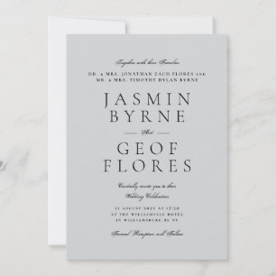 Invitación Boda gris neutral minimalista elegante
