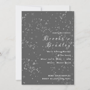 Invitación Boda Gris Noche Estrellada