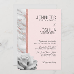 Invitación Boda gris Relieve metalizado dorado rosa color ros
