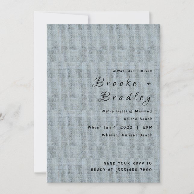 Invitación Boda Gris Texturizada (Anverso)