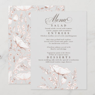 Invitación Boda gris y blanco con flores silvestres rosadas