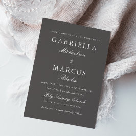 Invitación Boda gris y blanco sencillo y elegante
