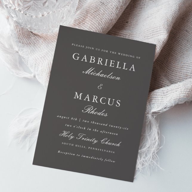 Invitación Boda gris y blanco sencillo y elegante (Subido por el creador)
