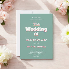 Invitación Boda Groovy Moderno de la época del retro 70